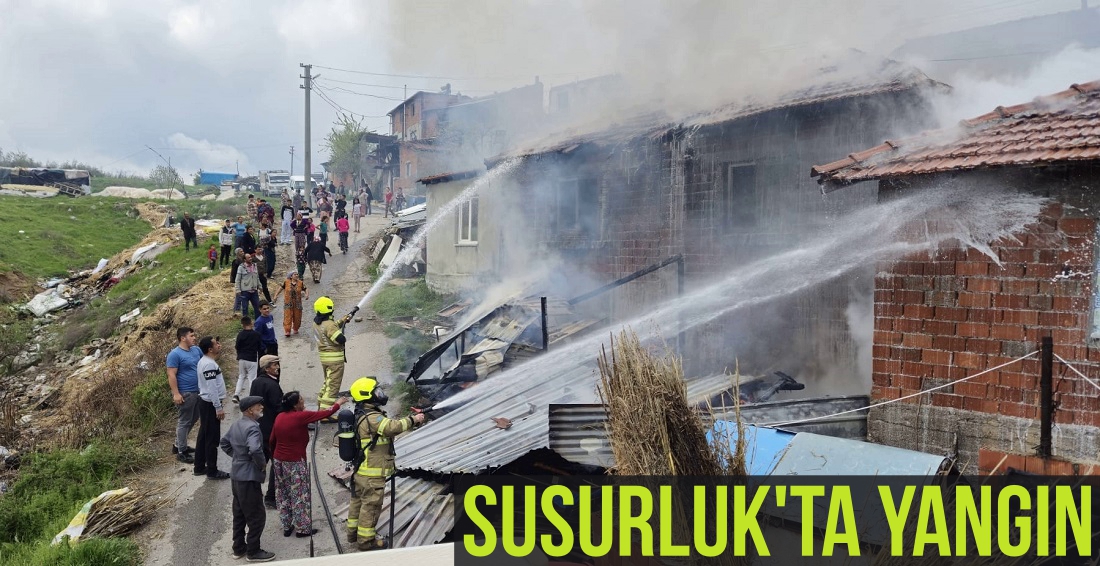 Susurluk’ta Çıkan Yangında 2 Müstakil Ev ile Barakada Hasar Oluştu