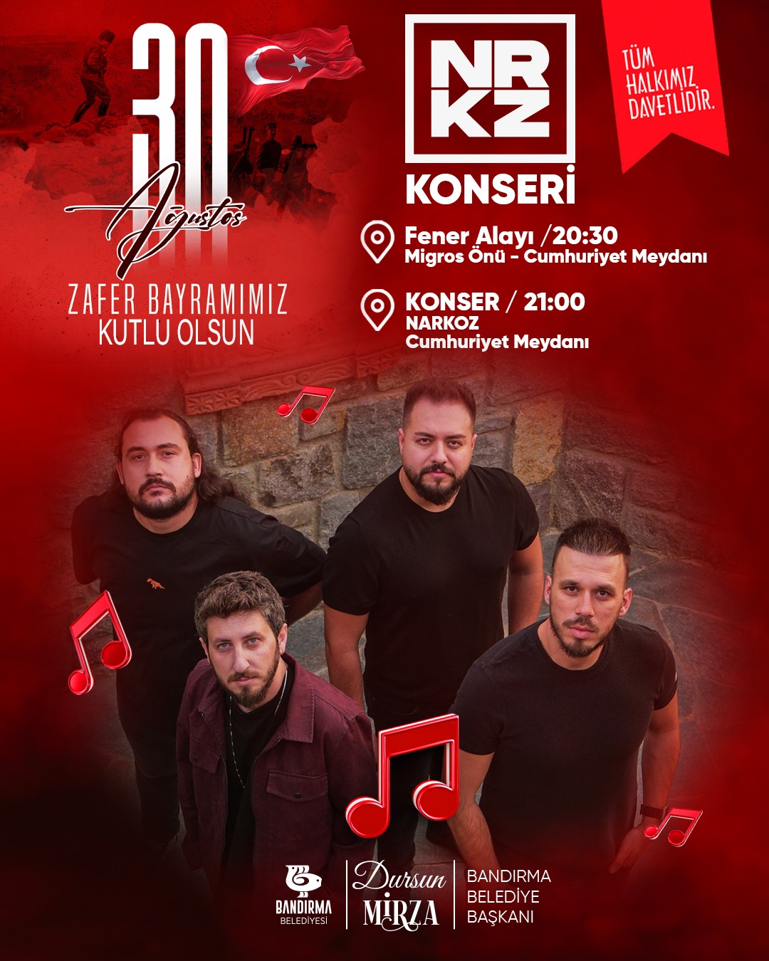 Bandırma’da 30 Ağustos Coşkusu: Fener Alayı ve Narkoz Konseri