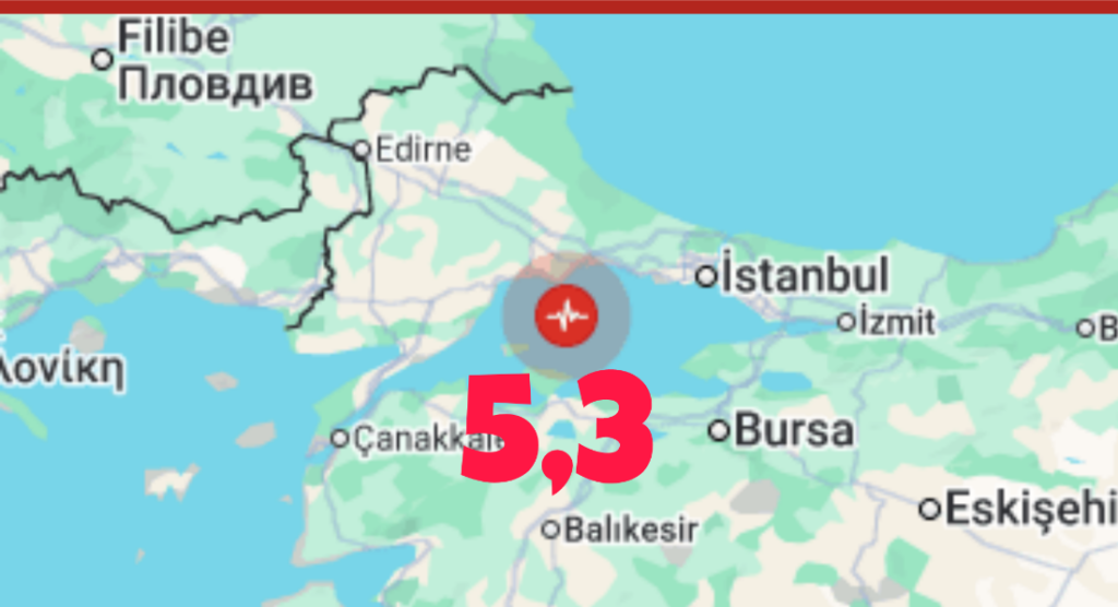 Marmara Denizinde Deprem. Bandırma’da Yoğun Hissedildi
