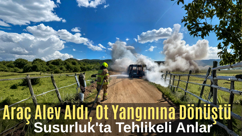 Susurluk’ta Araç Yangını Ot Yangınına Sebebiyet Verdi