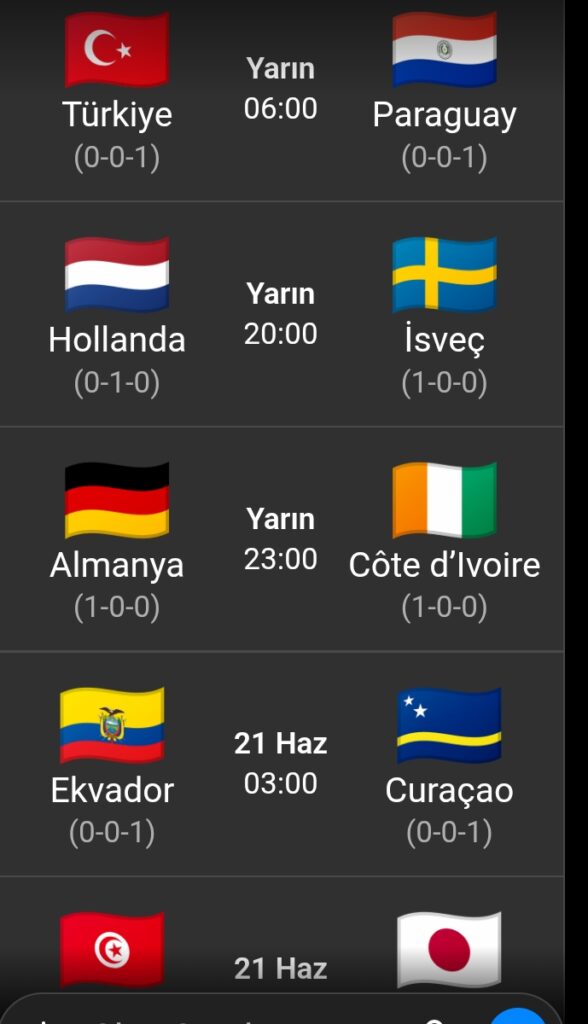 Dünya Kupası Maçları 19-21 Haziran