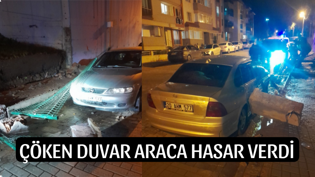 Fırtına Nedeniyle Çöken Duvar Araca Zarar Verdi